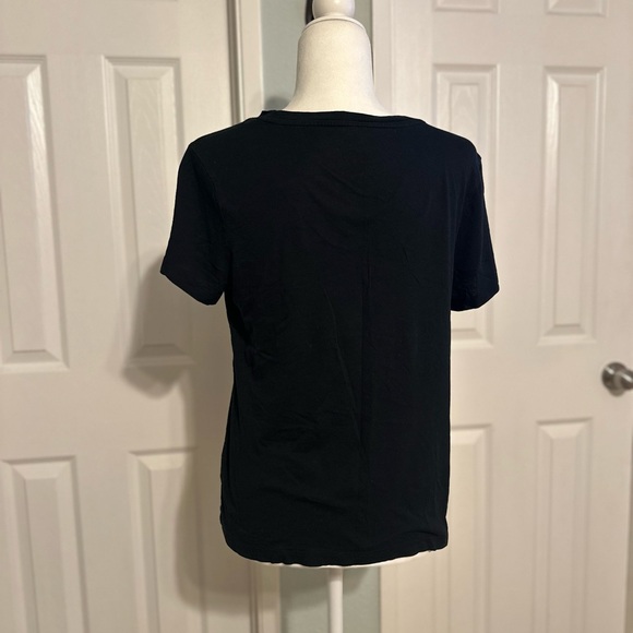 A New Day Black V-neck Short Sleeve Top Size: Medium - Picture 5 of 5